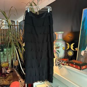 Bianca Nygard Elegant Black Tiered Maxi Skirt Size 8